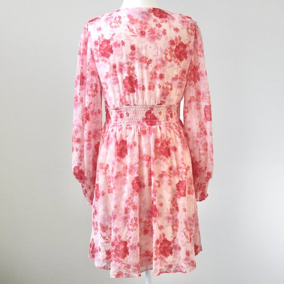 Versona Pink Rose Floral Knee-Length V-Neck Balloon Coquette Dress Extra Small - Picture 10 of 11